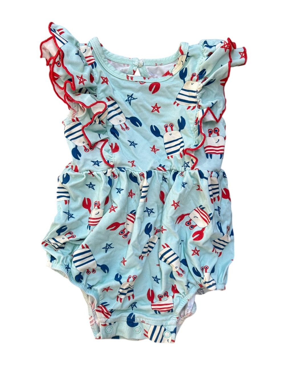 Caden Lane Americana Bamboo Bubble Romper Little Crabs 0-3 Months Girls